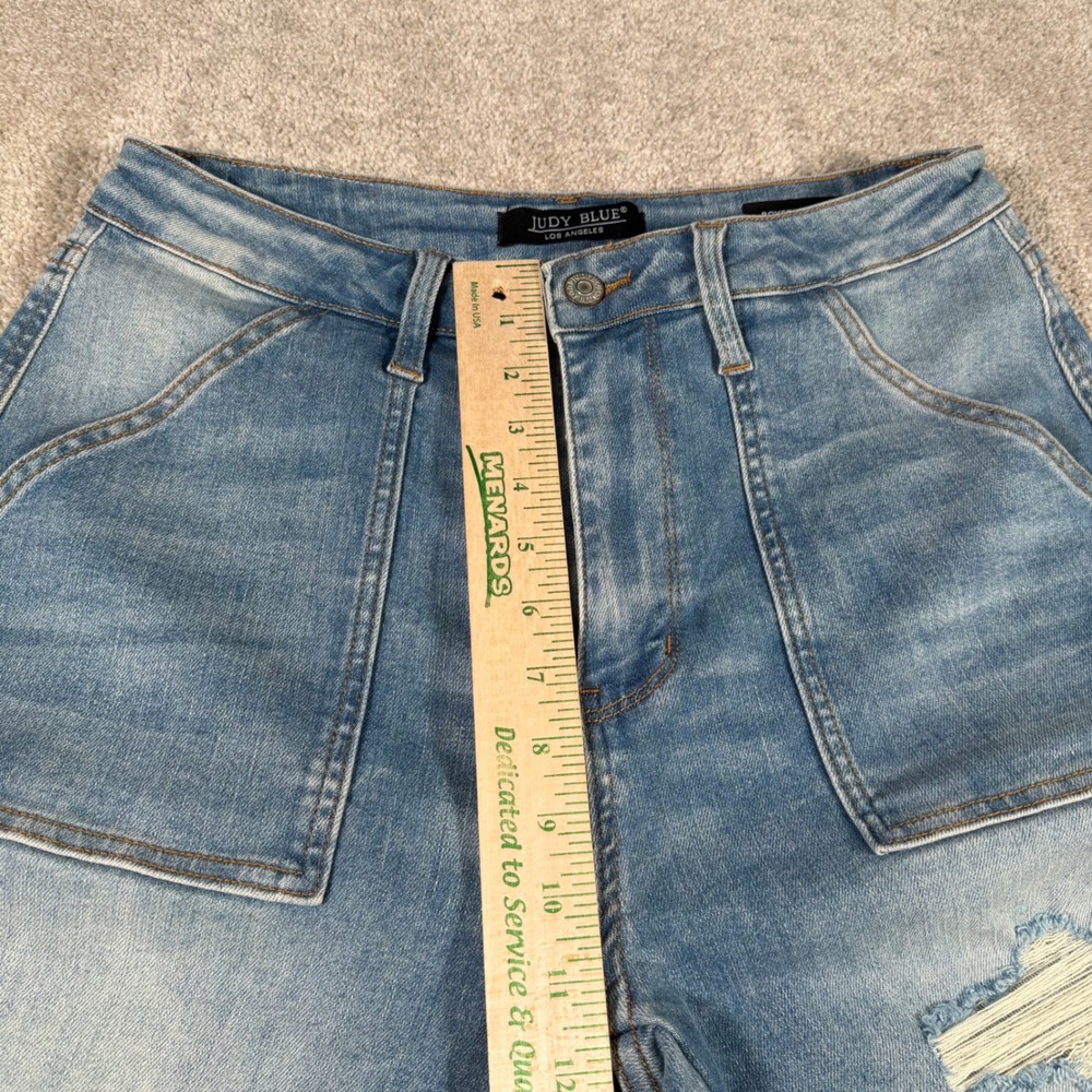 Judy Blue Boyfriend Fit Jeans Women 13/31 (FITS 30x34) Distressed Patch Pockets - Picture 8 of 11